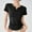 Black, variant on Women's V-Neck T-Shirt, Short Sleeve Casual Top, Soft Polyester Solid Color Blouse for Everyday Wear