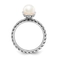 thumbnail image 2 of Sterling Silver Stack Exp. 7.0-7.5mm White FW Cultured Pearl Ring Size 9, 2 of 3