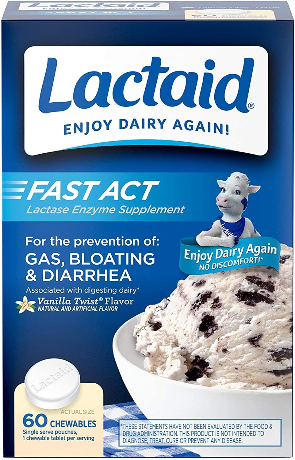 Lactaid Fast Act Lactose Intolerance Relief Chewables with Lactase