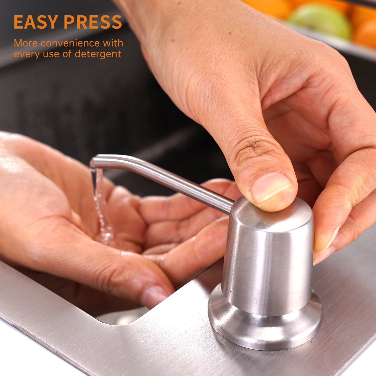 APPASO 3-Hole Kitchen Sink Faucet with Single Handle and Soap Dispenser, Stainless Steel High Arc Kitchen Faucet.