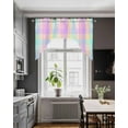 thumbnail image 4 of Pink Blue Kitchen Swag Valances for Windows, Buffalo Plaid Checker Modern Gingham Lattice Swag Valances Curtains for Living Room, Rod Pocket Window Treatments for Bathroom, Bedroom, Cafe, 56"x36", 4 of 6