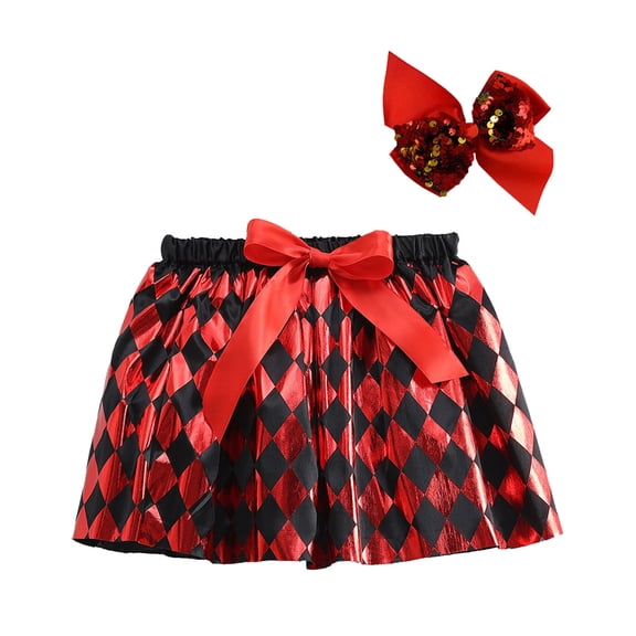 CUZIBR Kids Girls Ballet Skirts Elastic Waist Party Polka Dot Mesh Tutu Tulle Skirt With Sparkly Sequins Headband Tiered Stylish Dancewear Set,Red,5-8 Years