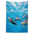thumbnail image 3 of Ambesonne Dolphin Tablecloth Rectangular Table Cover, Happily Swimming Fish, 60"x84", Blue Grey, 3 of 4