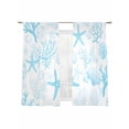 thumbnail image 6 of Aqua Coastal Sheer Curtains for Living Room Bedroom Nautical Summer Beach Starfish Coral Sheer Curtains 72 Inch Long 2 Panels Set Light Filtering Curtain Window Treatments Drapes for Dining Room, 6 of 6