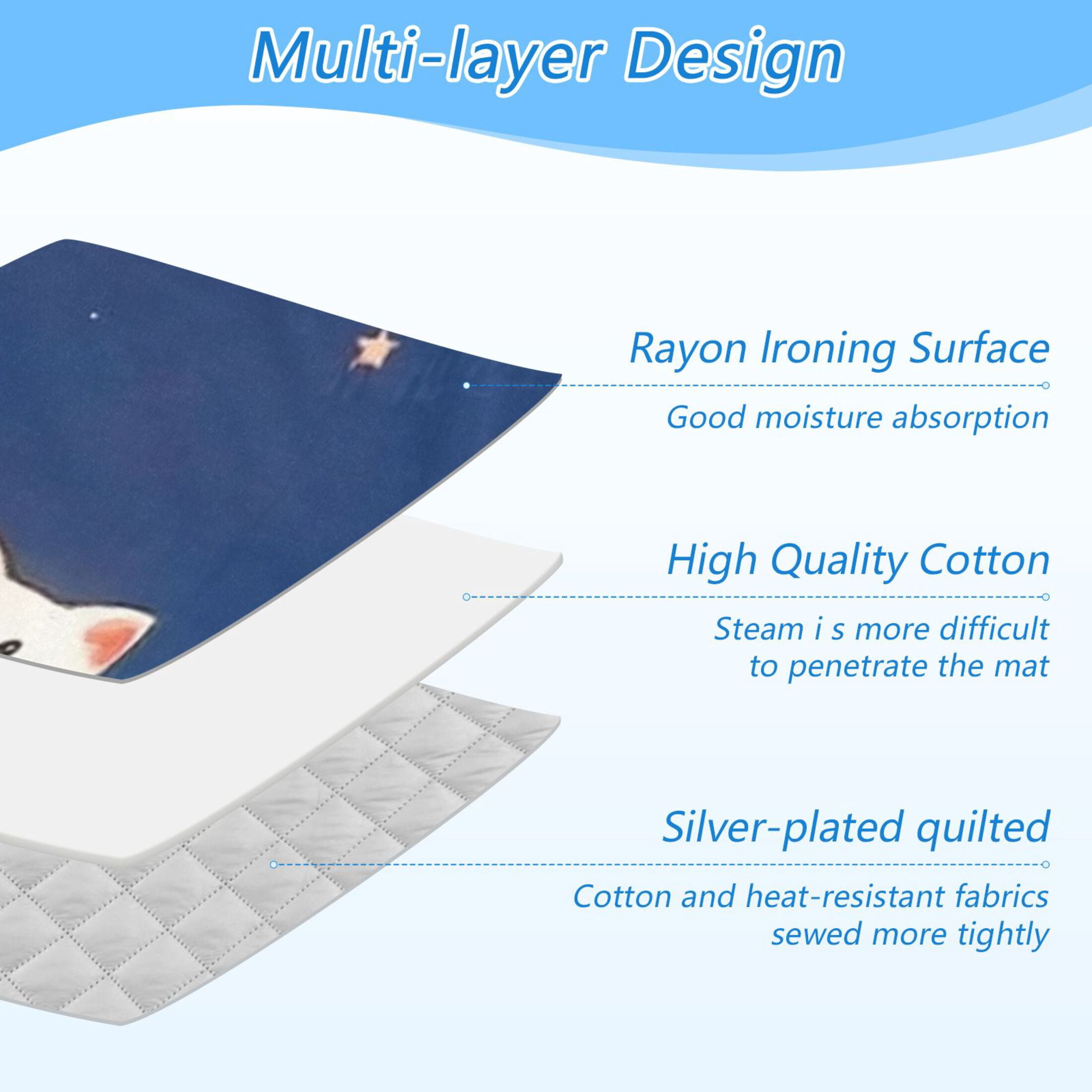 Sky and Cat Ironing Mat Blanket for Table Top Travel Portable Ironing Board Pad 47.2x27.6 Inch
