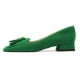thumbnail image 4 of YDN Women Fashion Block Low Heel Loafers Slip On Square Toe Tassel Fringed Pumps Dressy Party Office Daily Shoes Size 10.5 Green, 4 of 4