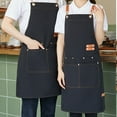 thumbnail image 4 of Adjustable Chef Apron for Men and Women, Canvas Cooking Apron with Multiple Pockets, Gardening Painting Apron, Universal Waterproof Cooking Apron Black 26.3x29.5 In (1Pcs), 4 of 5