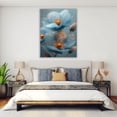 thumbnail image 4 of Mudket Light Blue and Gold Floral Canvas Wall Art, Framed Flower Print, Modern Botanical Wall Decor for Bedroom Office, Ready to Hang - 12"L x 8"W, 4 of 10