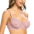 thumbnail image 3 of Wingslove Women's Beauty Sheer Lace Non Padded Underwired Unlined Balconette Bra, 3 of 4