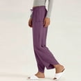thumbnail image 5 of XUNKUSGA Pants for Women Fashion Petal Wide Leg Capri Palazzo Pants Casual Loose Flowy Linen Pants Women Classic Elastic Drawstring Waisted Beach Pants with Pockets S-2XL,Purple, 5 of 6