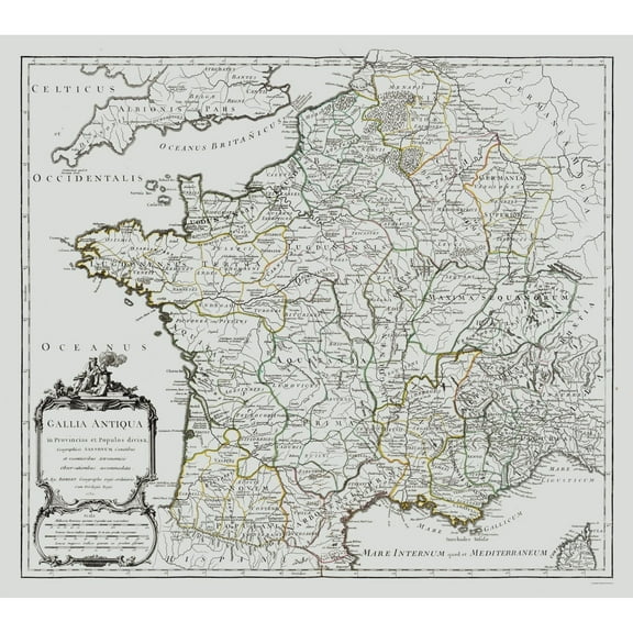 Historic Map - France Ancient - Vaugondy 1757 - Vintage Wall Art