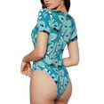 thumbnail image 2 of Pofeuu Shark Wearing Sunglasses Print Short Sleeve Body Suits Women Round Neck Bodysuits for Women Onesie Adult Set Body Suit-Medium, 2 of 7
