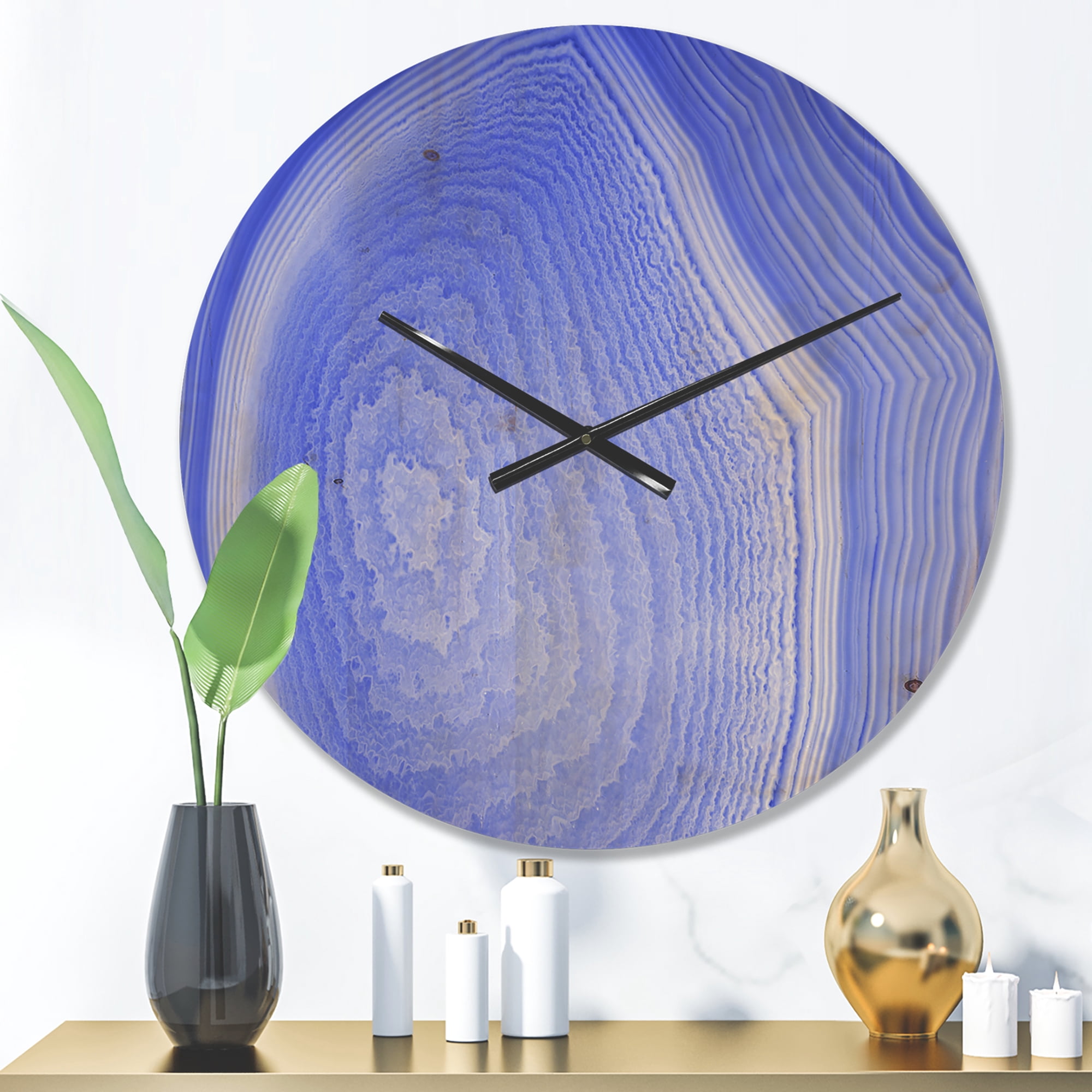 Designart 'Structure Of Dark Blue Agate' Modern Wood Wall Clock