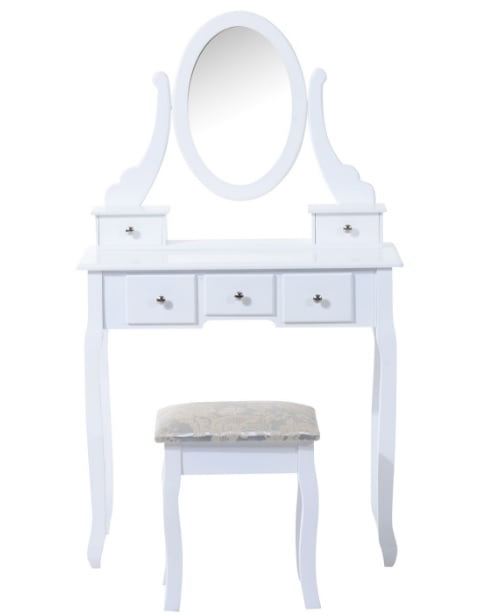 White Viscologic Pearl Wooden Mirrored, Pearl Wooden Mirrored Makeup Vanity Table White