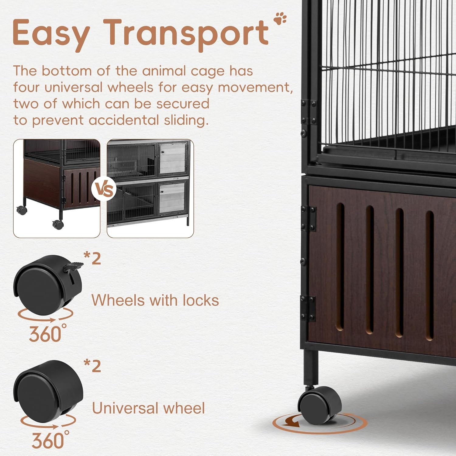 Juiluna 60" Large Metal Ferret Cage, 3-Level Chinchilla Cagewith Wheels, Multi-Level Small Animal Habitat for Chinchilla/Guinea Pig/Rats, Lockable Doors, Ramps, Hammock & Storage Cabinet (Black)