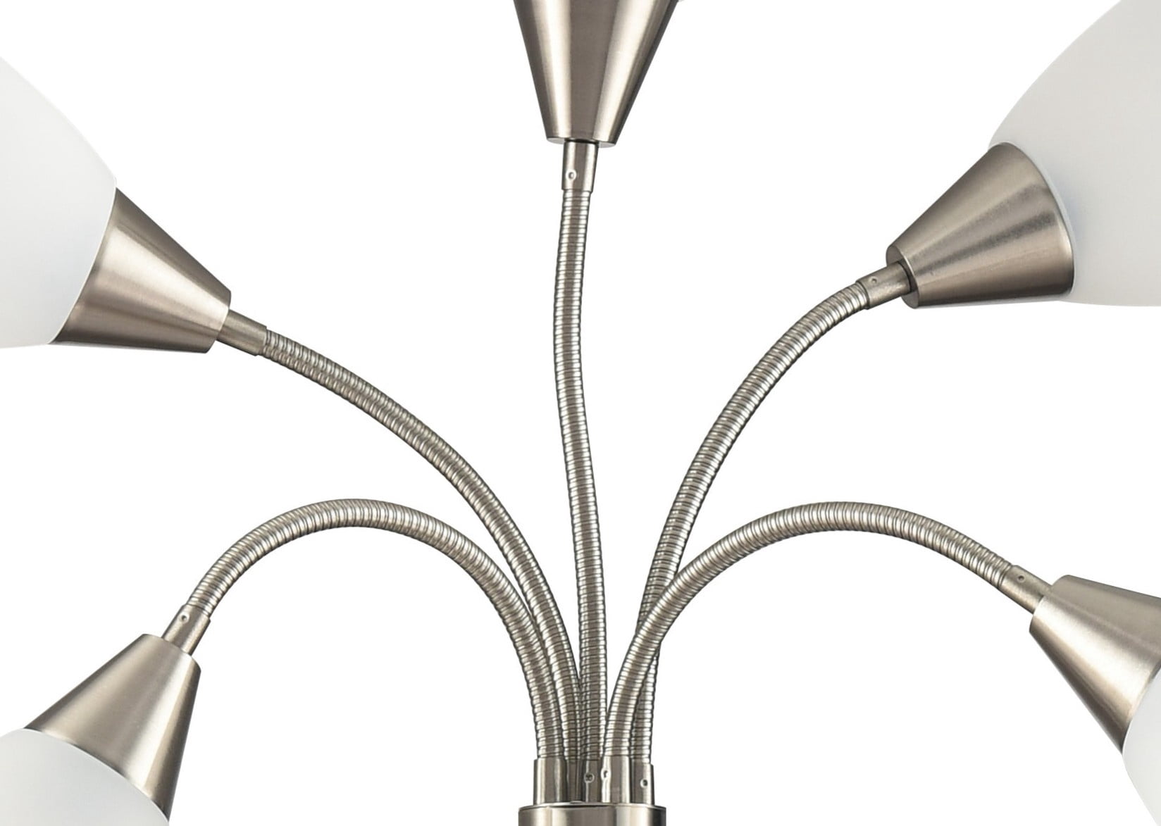 Simplee Adesso 67" Brushed Steel Adjustable 5 Light Floor Lamp with Flex Arms