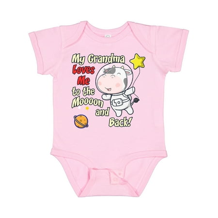 

Inktastic My Grandma Loves Me Cow Astronaut Gift Baby Boy or Baby Girl Bodysuit