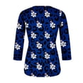 thumbnail image 5 of Womens Long Sleeve Knit Tops Round Neck Women's Casual Round Neck 3/4 Sleeve Printed Loose Shirt Blouse Tops Printed Pullover Sweatshirt Tops Stripe Button Blouse Summer Saving Clearance Pullover, 5 of 5