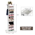 thumbnail image 2 of Gymax Rotated Shoe Rack 9 Tier Wooden Shoe Organizer w/Hooks & Anti-drop Railing White, 2 of 10