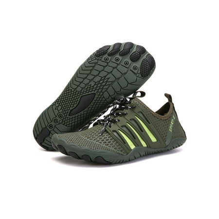 

Crocowalk Unisex Water Shoes Quick Dry Beach Shoe Slip On Aqua Socks Lightweight Surf Flats Womens Mens Comfort Lace Up Barefoot Army Green Style C 10