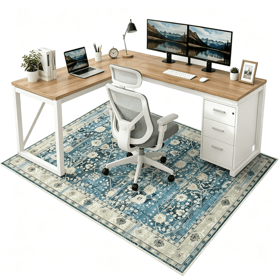 RLESO Home Office Chair Mat for Hardwood Floor, 48"X60" Office Chair Rug Protector for Rolling Chair, Computer Gaming Chair Mat, Low Pile Carpet Floor Chair Mat