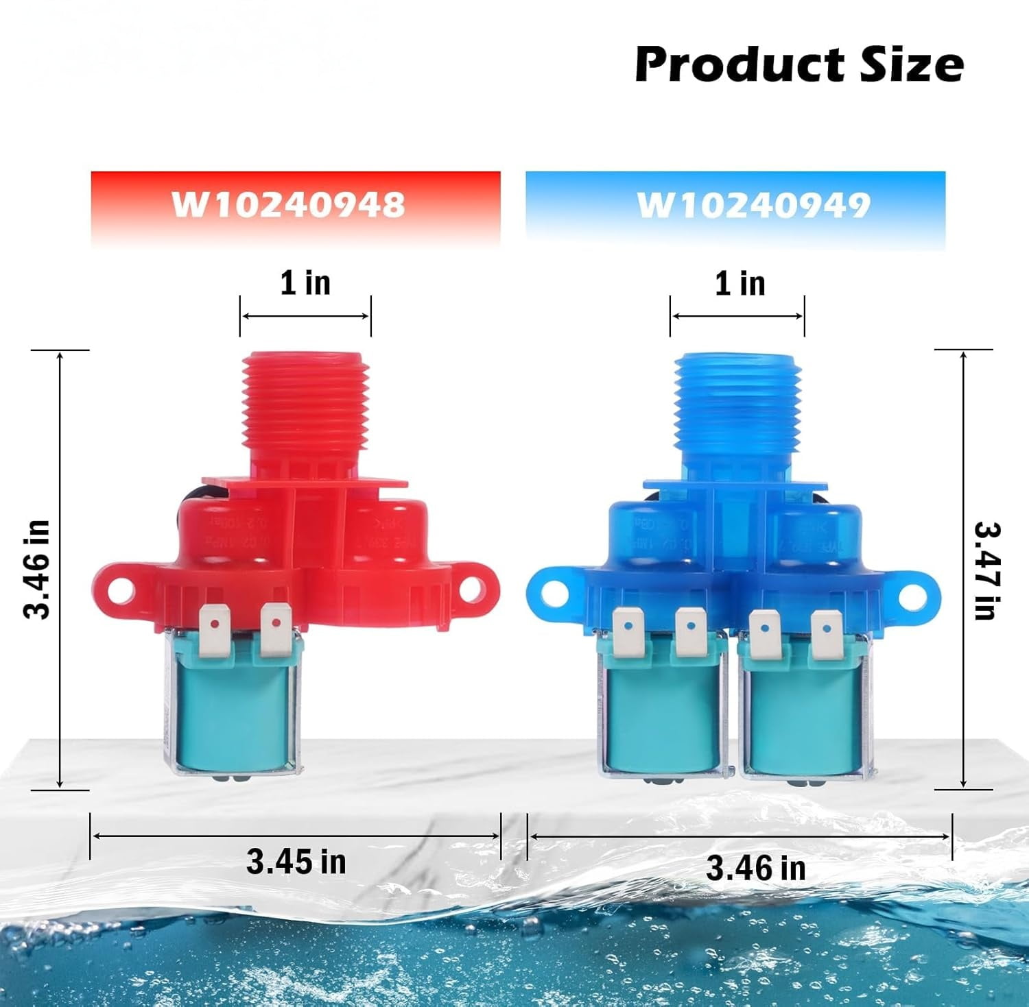ABCISI MVWX655DW1 W10240948 Washer Hot Water Inlet Valve W10240949 Washer Cold Water Inlet Valve Compatible with May-tag whirl-pool washer Replace AP6327638, ap6285450, W10240949, W11168740