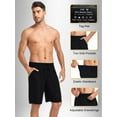 thumbnail image 3 of ANLIQI Mens Pajama Shorts Bamboo Rayon Lightweight Sleep Shorts Lounge Wear Pajama Pants with Drawstring Pockets 2 Pack(Black&Dark Gray&Navy,L), 3 of 6