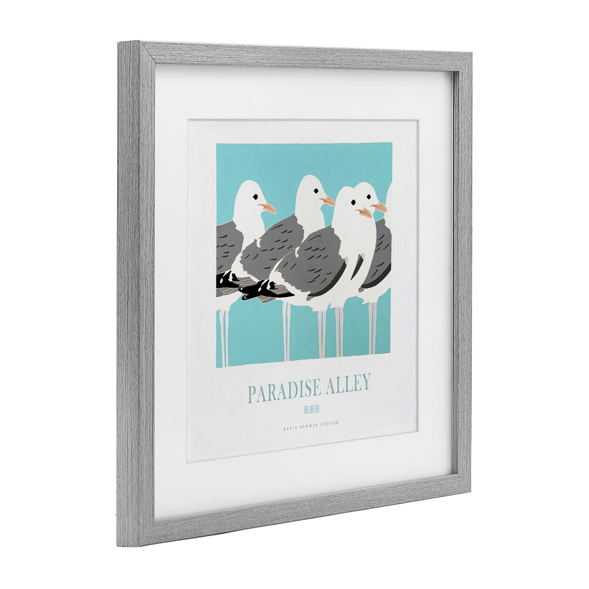 Stupell Industries Paradise Alley Seagull Gathering Gray Framed Print Under Glass, design by Jadei Graphics