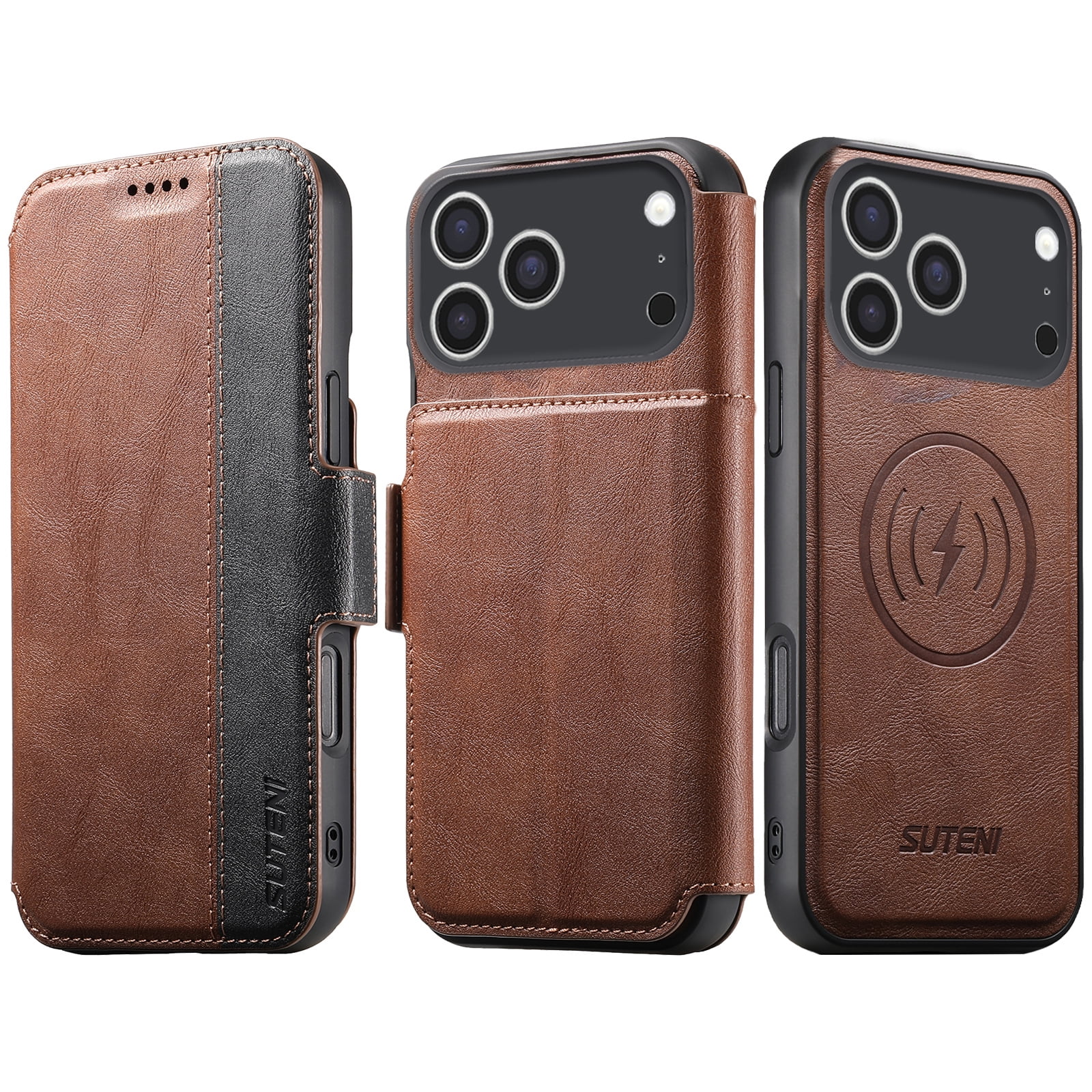 PU Leather for iPhone 17 Pro Max Case, 2 in 1 Detachable Wallet Case with Card Holder, Removable Flip Stand Folio Cover with RFID Blocking Phone Cover [Compatible with MagSafe],Brown