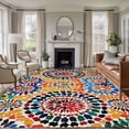 thumbnail image 2 of Colorful Boho Large Area Rugs for Bedroom Living Room, Soft Non Slip Carpet Bedside Rug, Watercolor Abstract Geometric Rectangular Floor Cover Kitchen Accent Rug 5'x8' for Dining Room/Office, 2 of 9