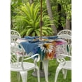thumbnail image 3 of Outdoor Tablecloths with Umbrella Hole & Zipper, Hummingbird Round Tablecloth 54 Inch, Spring Vintage Oil Painting Sunflowers Beige Waterproof Table Cloth, Patio/Pool/Picnic Table Covers, 3 of 8