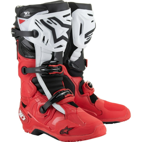 ALPINESTARS Tech 10 Enduro Boots - Bright Red/Black/White - US 13 / EU 48 2010025-3016-13