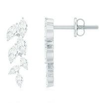 Rosec Jewels Nature Inspired Leaf Dangle Earrings with Moissanite for Women (3/4 CT), 18K White Gold