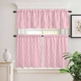 thumbnail image 2 of 3 Piece Kitchen Curtains and Valances Set Pink White Stripes Cafe Curtains 24 Inch Length Simple Geometric Modern Monochrome Valance & Tier Curtain for Living Room Bedroom Window 54"x18"+27"x24"*2, 2 of 6