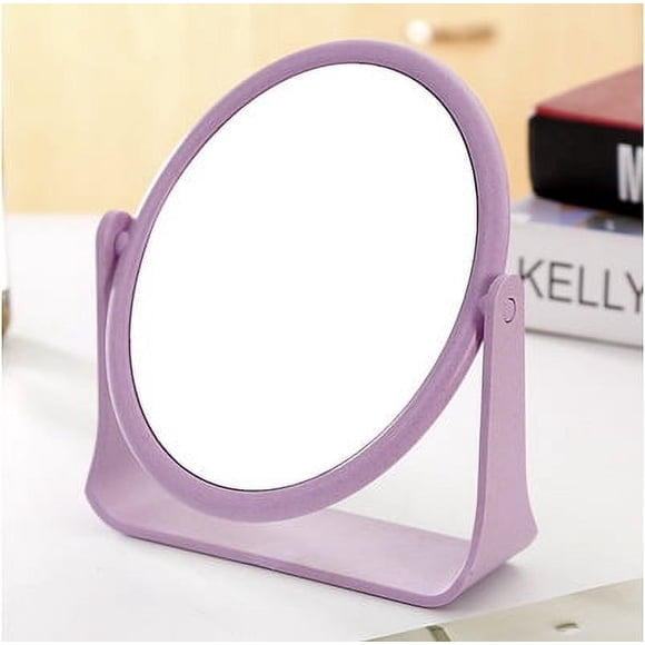 Espejo de doble cara para dormitorio de estudiantes, espejo de maquillaje de escritorio, espejo pequeño giratorio para tocador