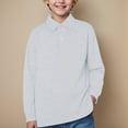 thumbnail image 2 of Staki Polo Shirts for Kids Boys Long Sleeve Polo Shirt Athletic Casual Top Fall Polo for Kids(Gray,7-8 Years), 2 of 9
