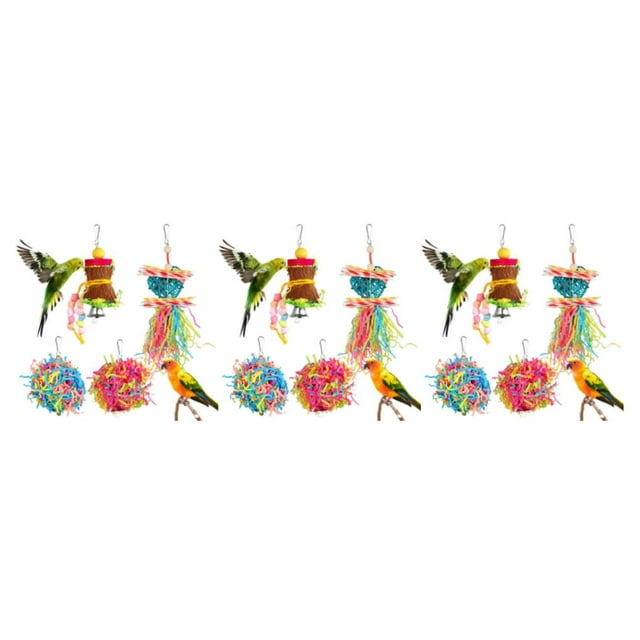 Redempat Easy To Install Bird Parrot Shredding Toys Set Safe And Reliable Option For All Birds Gifts Colorful multicolored 3Set