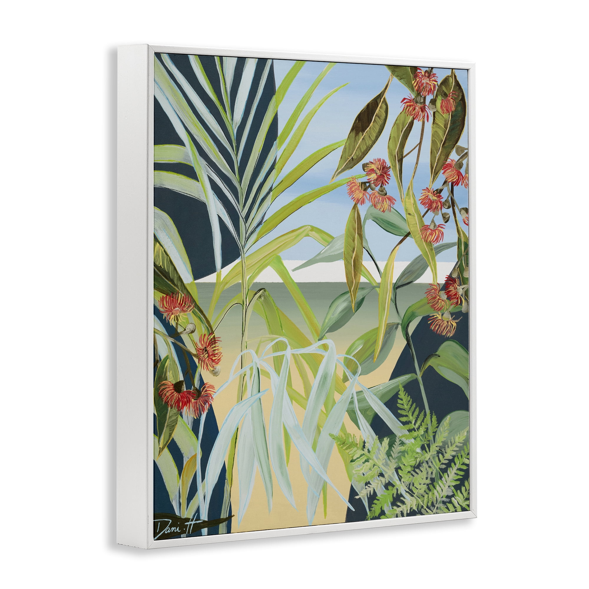 Stupell Industries Coastal Morning Leaves White Framed Giclee Art, design by Dani Heyward