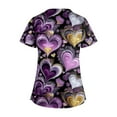 thumbnail image 3 of Womens Valentines Day Scrub Tops Loose Short Sleeve Cute Love Hearts Graphic Scrub Shirts Hoilday Criss Cross V Neck Scrubs Medical Nurse Uniform Nursing Workwear with Pockets Light Purple 3XL, 3 of 4