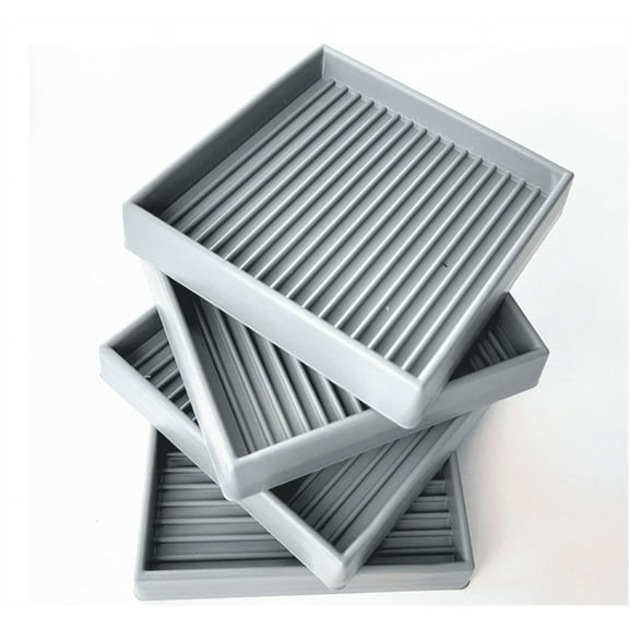 NOGIS 3X3 Caster Cups, Square Rubber Furniture Cups with Anti-Sliding Floor Grip, Non Skid Furniture Caster Cups Furniture Floor Protectors (Gray, 4 Pack)