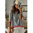 thumbnail image 2 of Womens Lightweight Cotton Sweaters Long/Short Sleeve Crew Neck Color Block Striped Casual Knitted Pullover Tops, 2 of 6