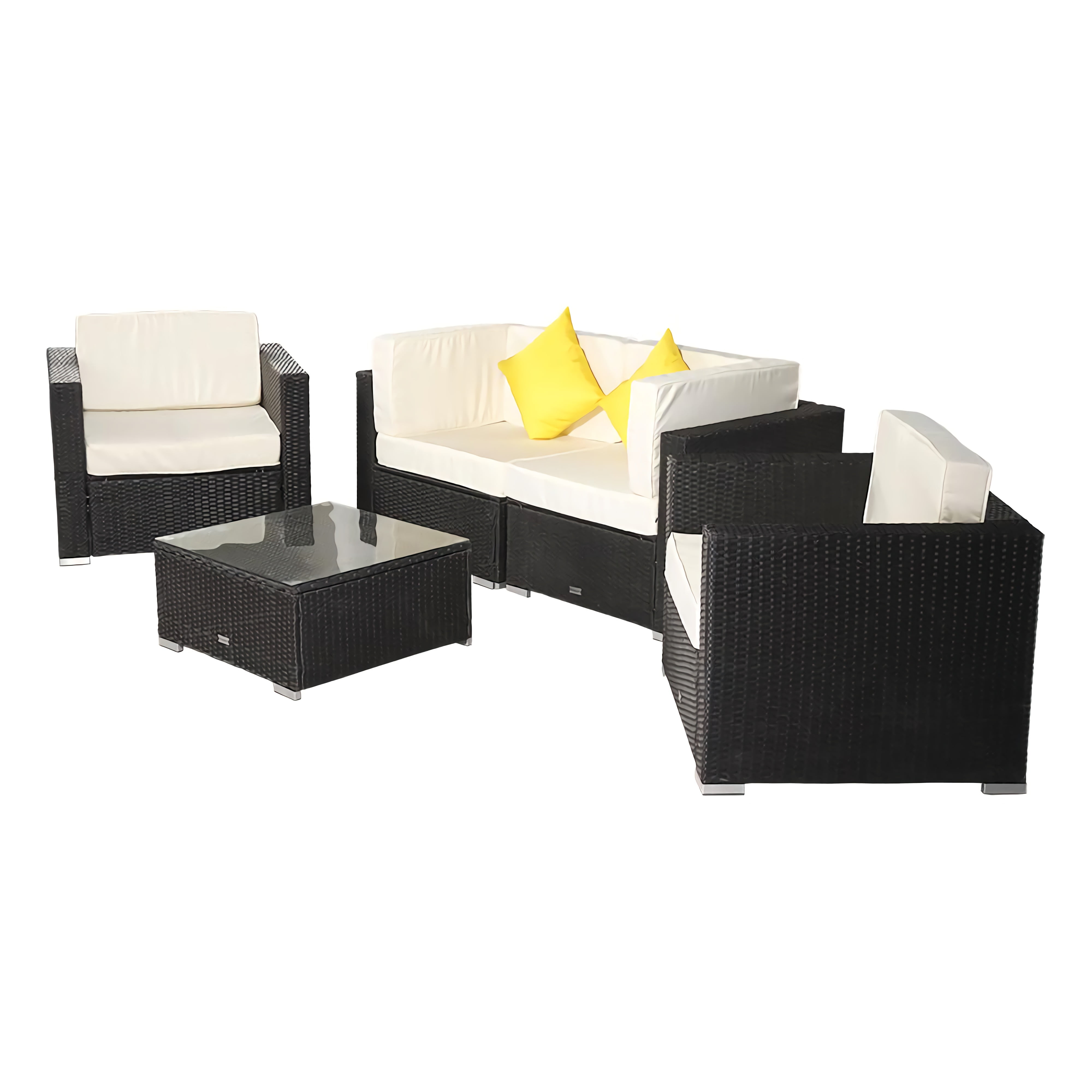 5 Pieces Outdoor Patio Furniture Conversation Sets,w/ 4 Chairs,Glass