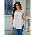thumbnail image 3 of JYLFC Women Plus Size V Neck Tank Henley Pleated Sleeves Tops, White 2XL, 3 of 7
