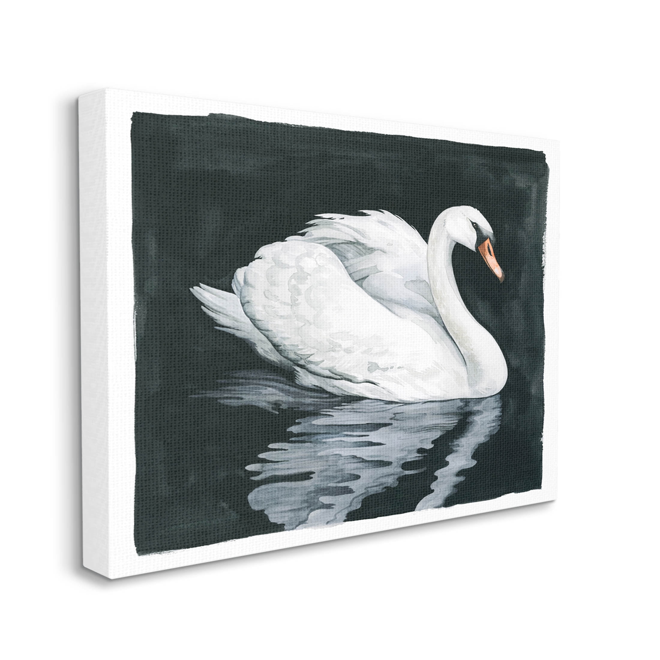 Elegant Swan Reflection Portrait Animals & Insects Graphic Art Gallery Wrapped Canvas Print Wall Art