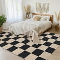 thumbnail image 3 of HIWEAVER Black/White 2' x 8' Easy Jute Runner for Kitchen Non Slip Stain Resistant Checkered Indoor Outdoor Throw Carpet Non Shedding Modern Geometric Mat for Hallway Outdoor Patio Rug, 3 of 6