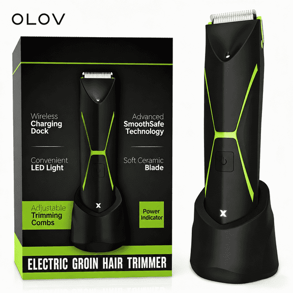 Electric Body Hair Trimmer, Manscape Groin Pubic Hair Trimmer Wet/Dry Shaver Groomer Replaceable Ceramic Blade Clipper, Type-C Rechargeable Cordless