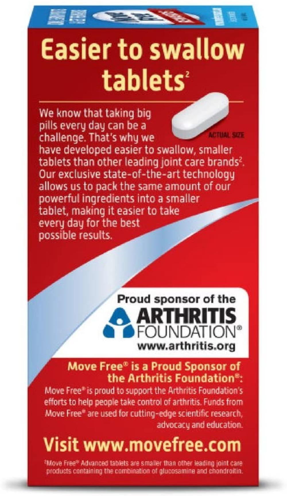 Move Free Advanced Plus MSM Coated Tablets, Joint Health Supplement with Glucosamine and Chondroitin, 120 Count (Pack of 1)