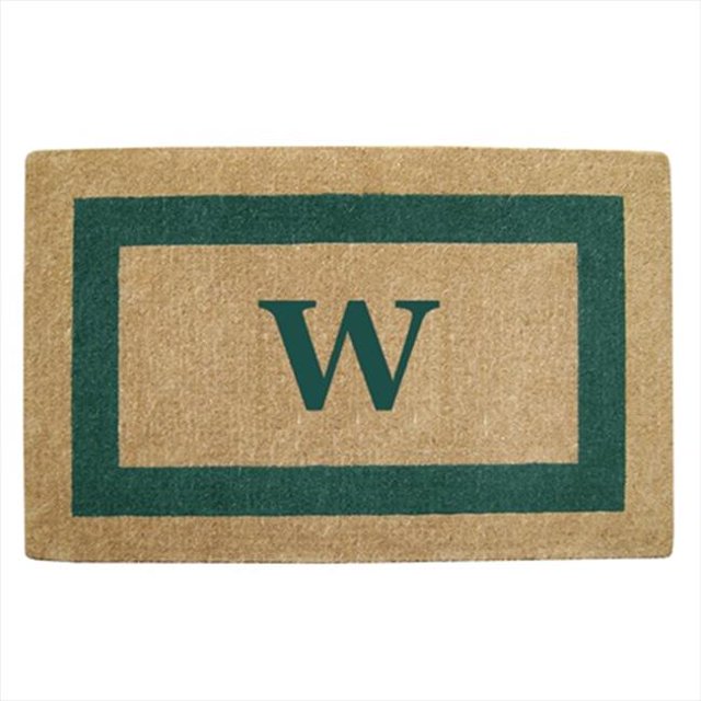 Nedia Home 02086W Single Picture - Green Frame 30 x 48 In. Heavy Duty Coir Doormat - Monogrammed W