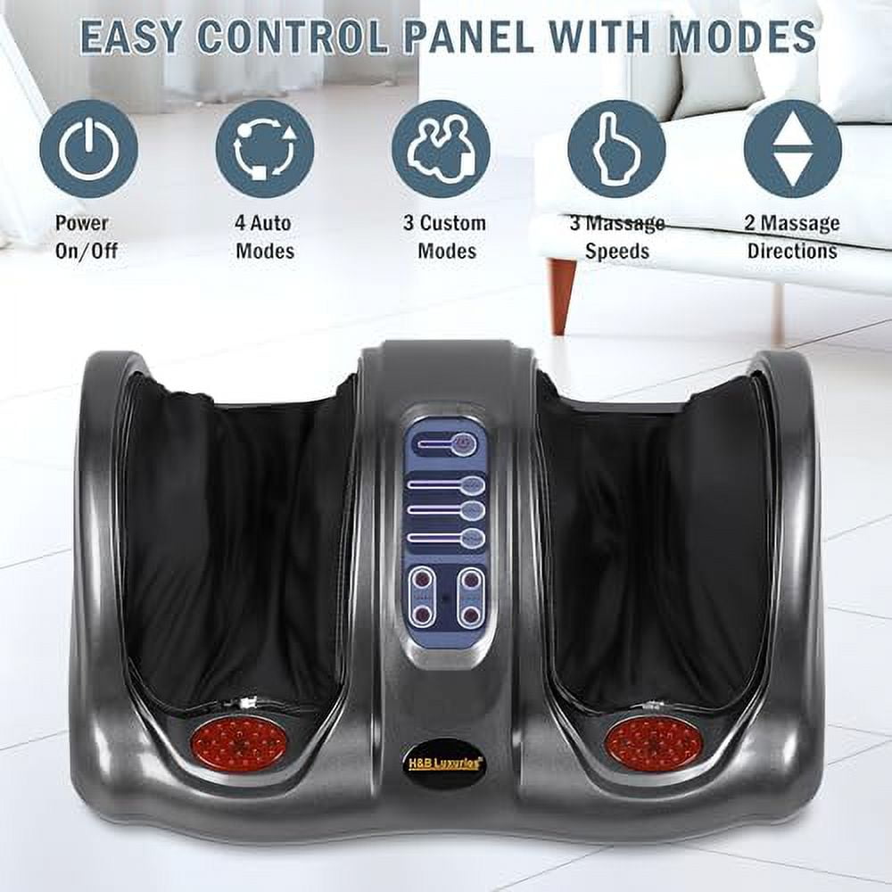 Electric Shiatsu Foot Massager with Remote for Pain Relief, Deep Kneading Rolling Feet and Calf Massager, Leg Circulation Machine for Plantar Fasciitis and Neuropathy, Men Women Gifts, Gray