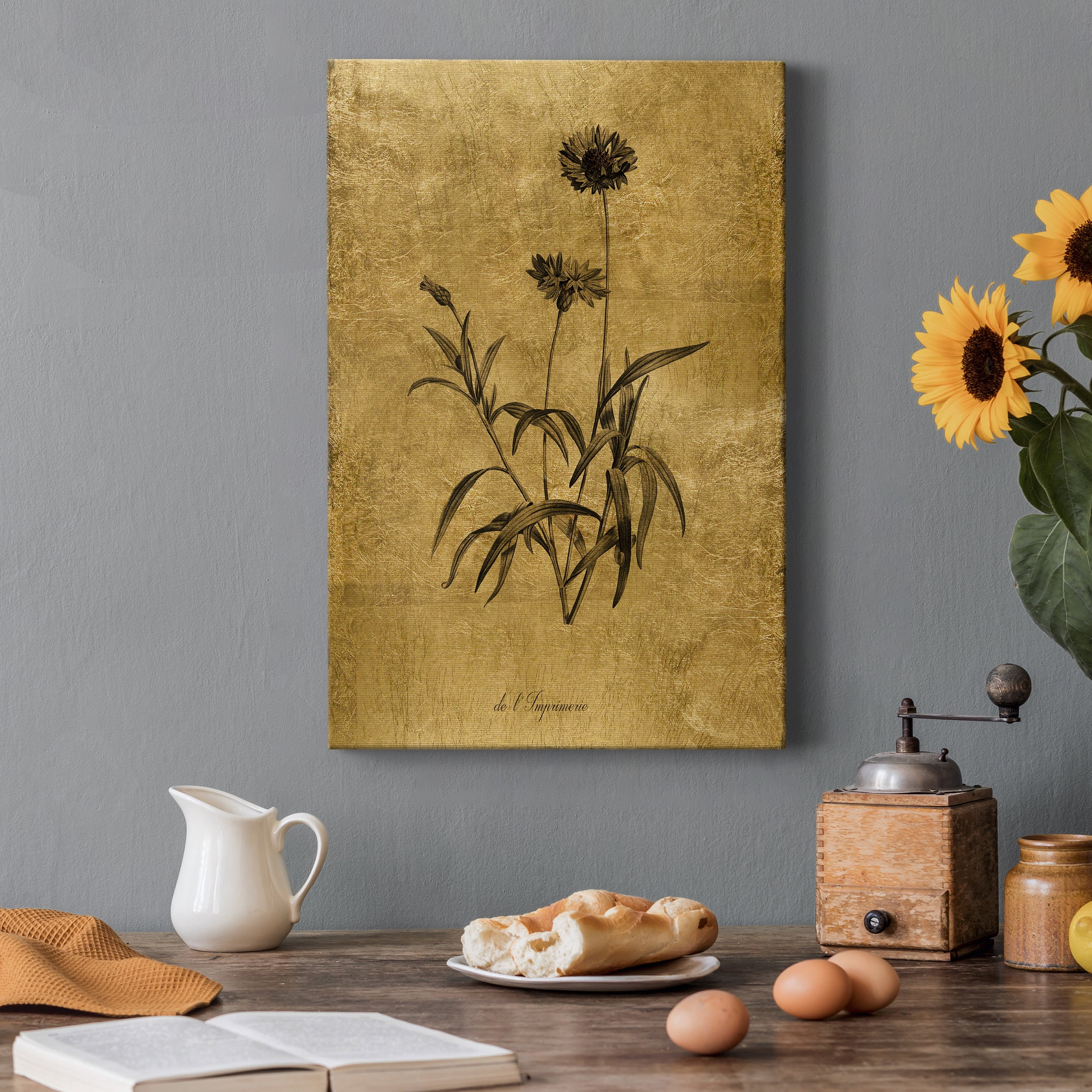 Gold Sketch Botanical I Premium Gallery Wrapped Canvas - Ready to Hang - 8 x 12